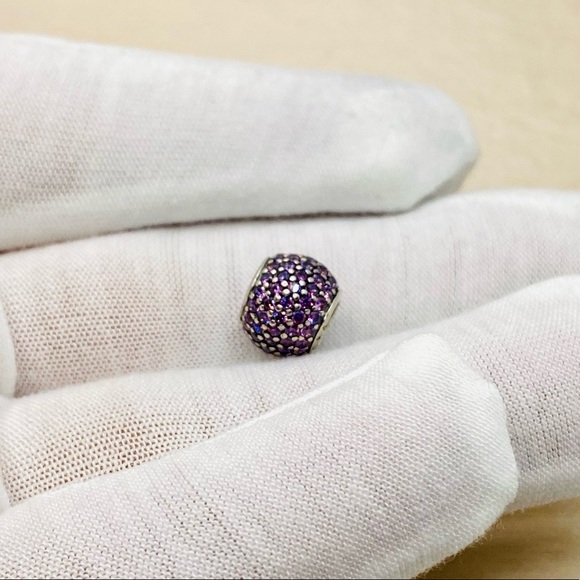 EUC Pandora 791051CFP Sterling Silver Pave Lights Bead w/ Violet Zirconia - Picture 3 of 11